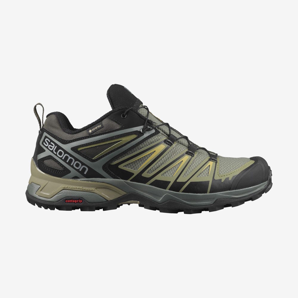 Salomon X ULTRA 3 GORE-TEX Wanderschuhe Herren Grau/Grün | MJE-628074