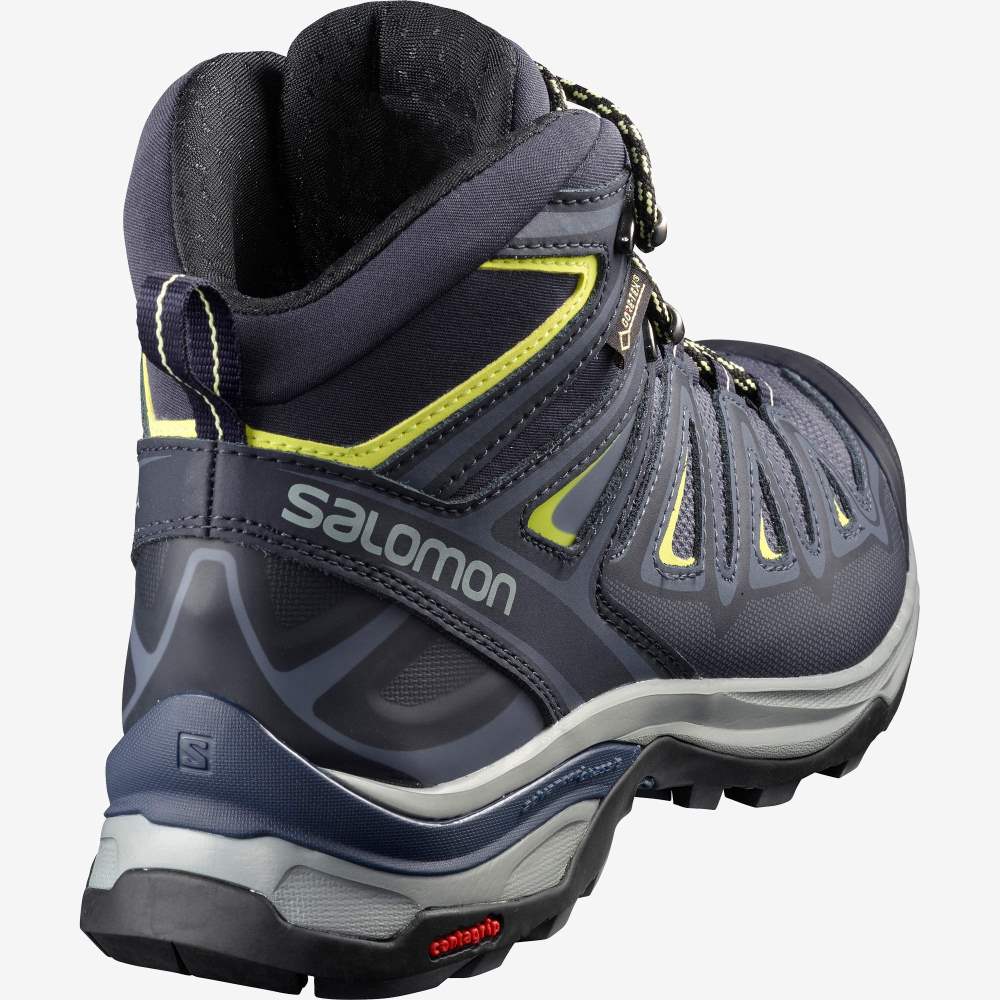 Salomon X ULTRA 3 MID GORE-TEX Wanderschuhe Damen Blau/HellGrün | ROM-453062