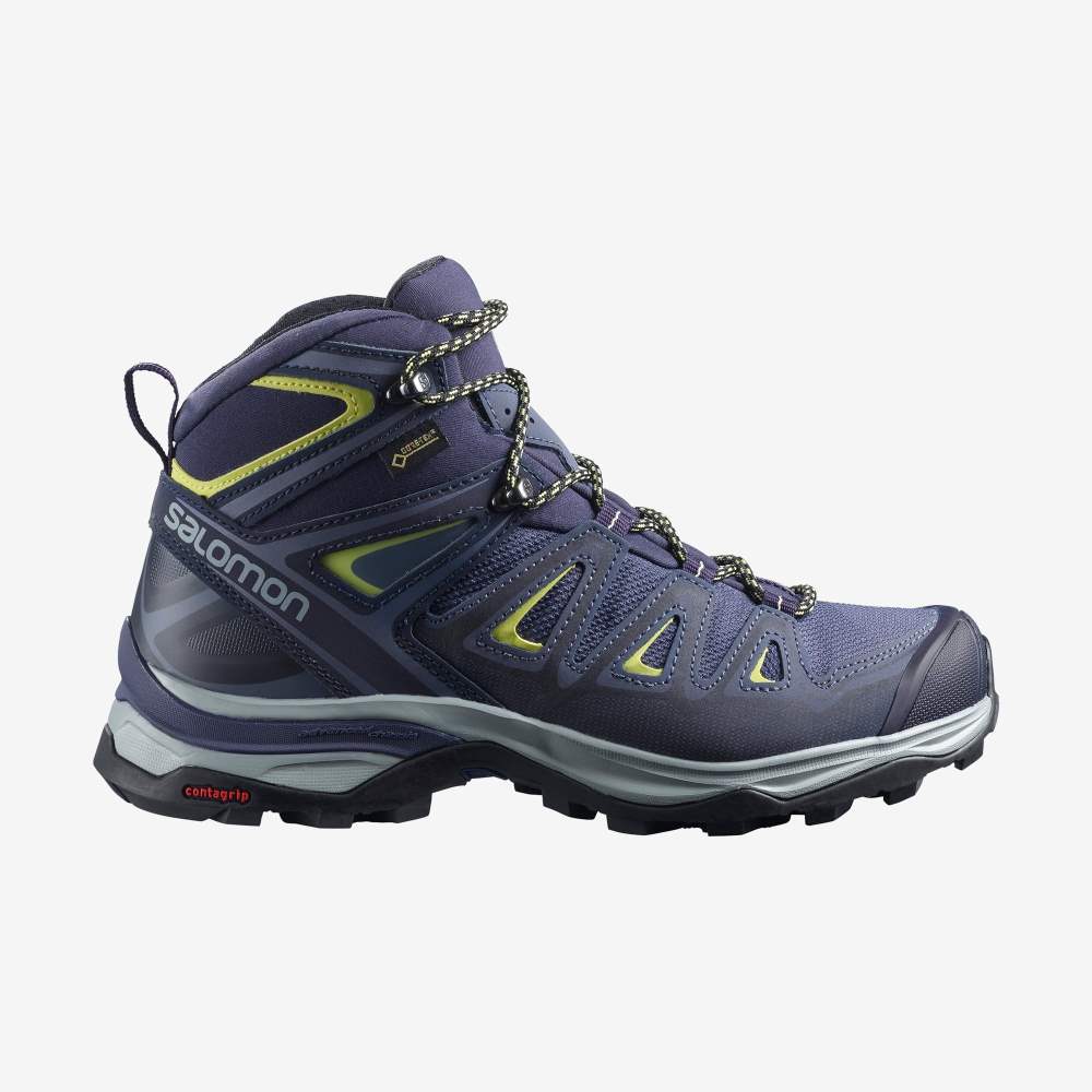 Salomon X ULTRA 3 MID GORE-TEX Wanderschuhe Damen Blau/HellGrün | ROM-453062