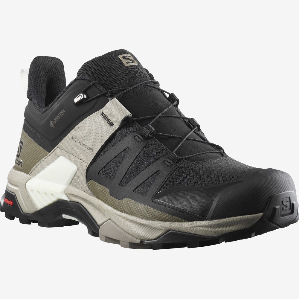 Salomon X ULTRA 4 GORE-TEX Wanderschuhe Herren Schwarz/Khaki/HellGelb | SNJ-456731