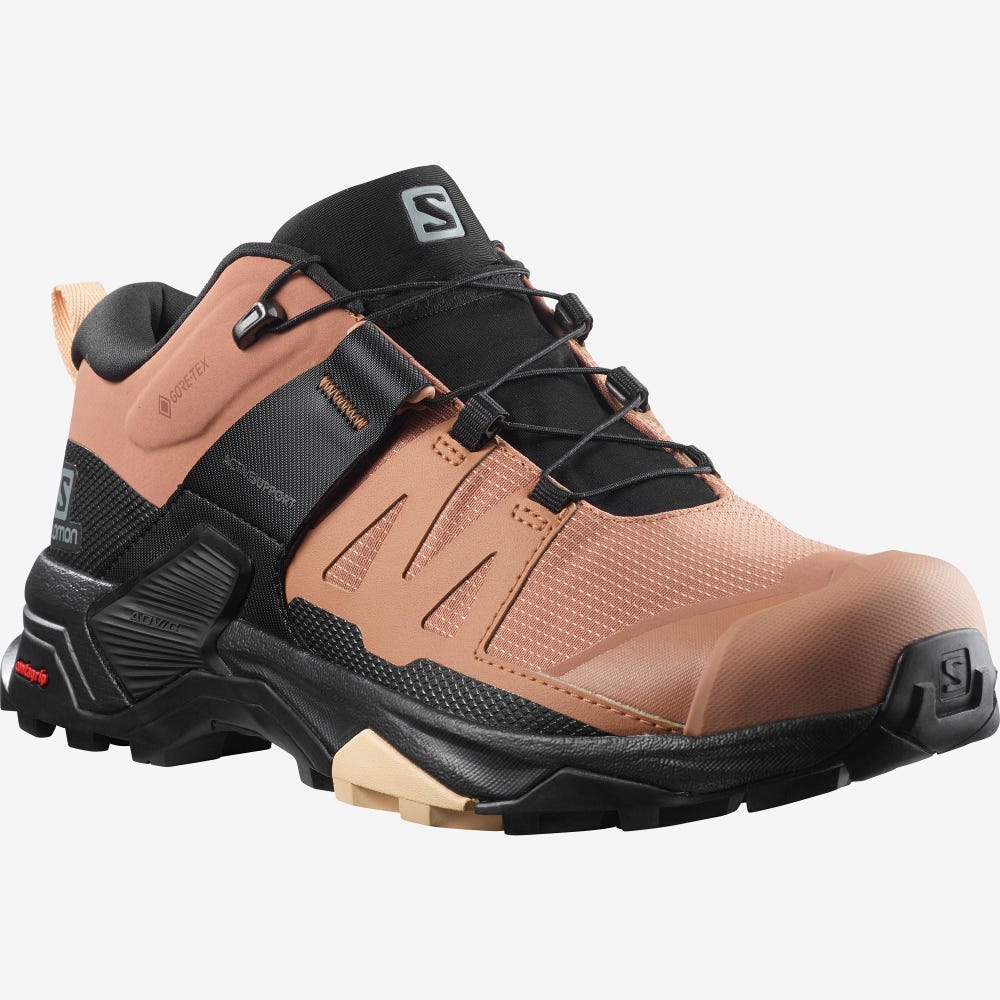 Salomon X ULTRA 4 GORE-TEX Wanderschuhe Damen Beige/Schwarz/Weiß | VBP-786205