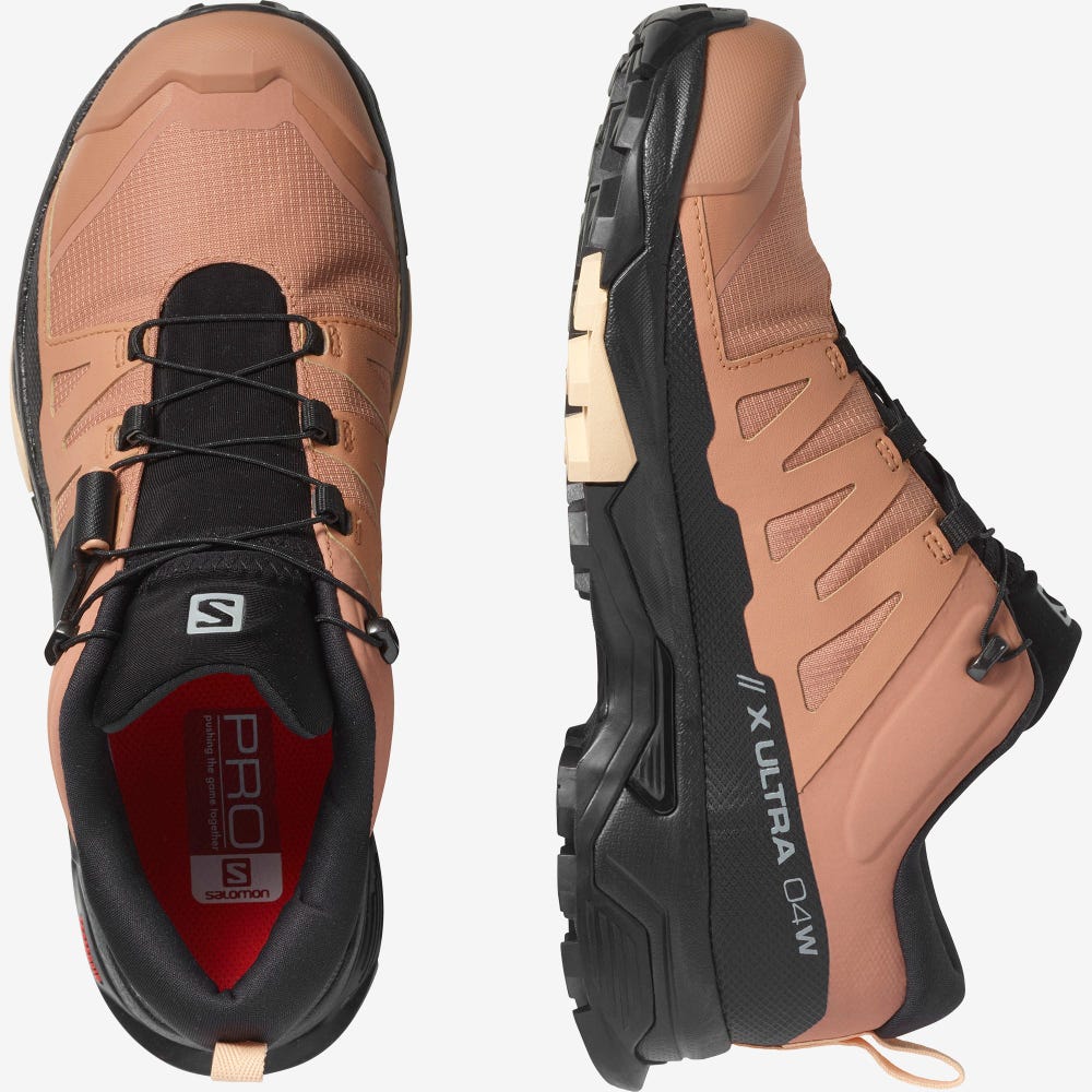 Salomon X ULTRA 4 GORE-TEX Wanderschuhe Damen Beige/Schwarz/Weiß | VBP-786205