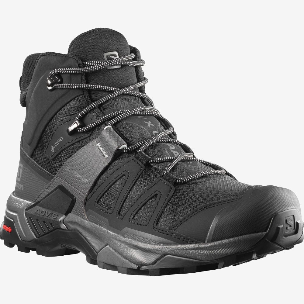 Salomon X ULTRA 4 MID GORE-TEX Wanderschuhe Herren Schwarz/Blau | FIR-953027