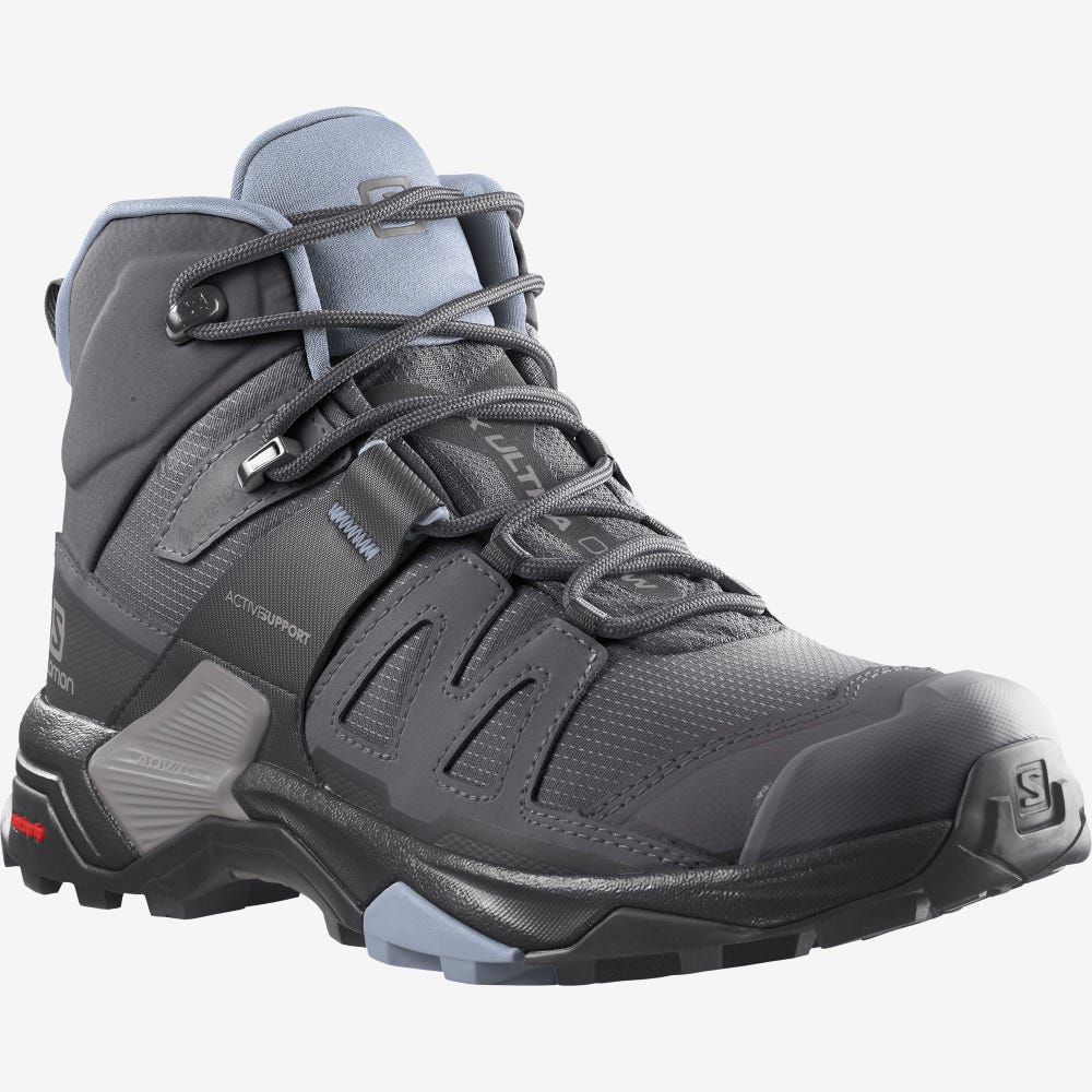 Salomon X ULTRA 4 MID GORE-TEX Wanderschuhe Damen Grau/Schwarz/Blau | JKR-813452