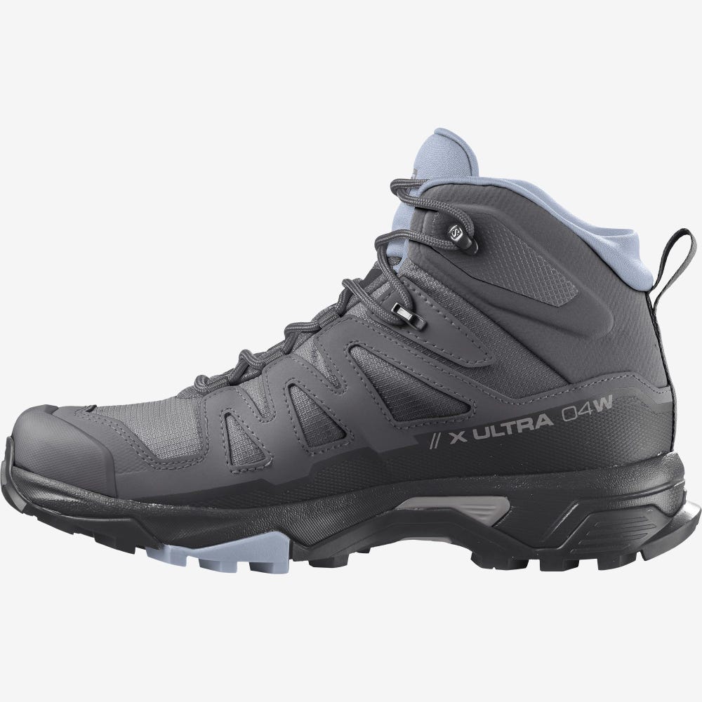 Salomon X ULTRA 4 MID GORE-TEX Wanderschuhe Damen Grau/Schwarz/Blau | JKR-813452