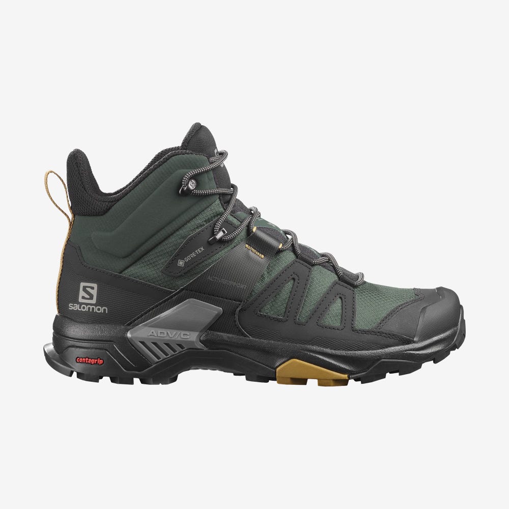 Salomon X ULTRA 4 MID GORE-TEX Wanderschuhe Herren Grün/Schwarz | RDJ-257340