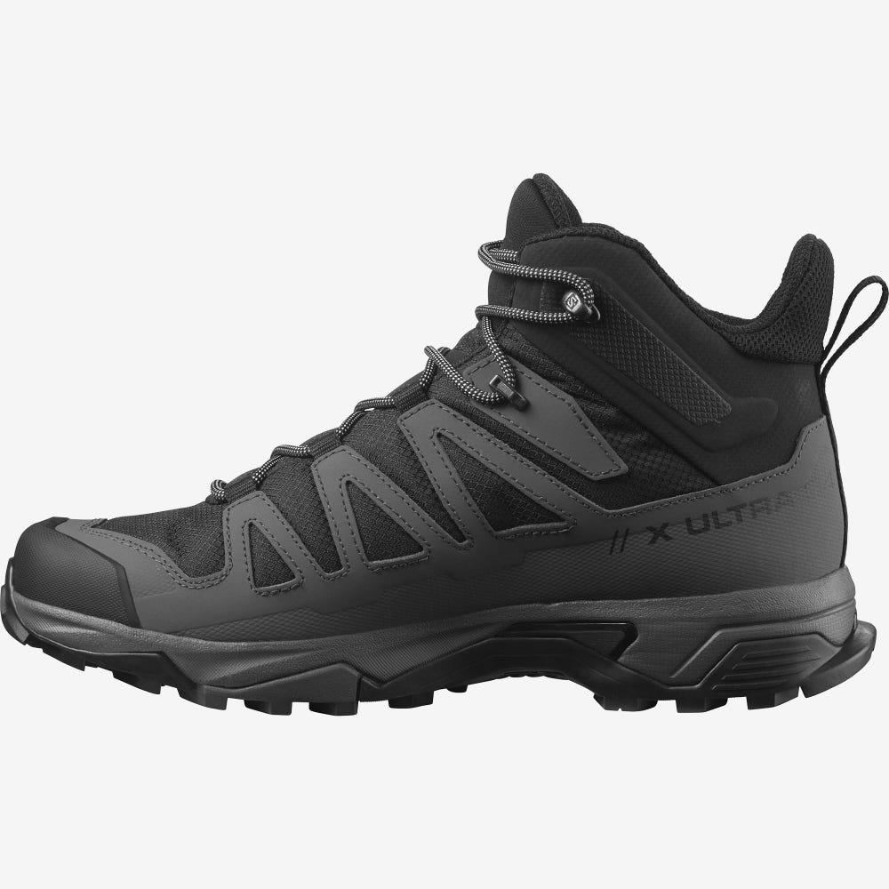 Salomon X ULTRA 4 MID WIDE GORE-TEX Wanderschuhe Herren Schwarz/Blau | CGM-021756