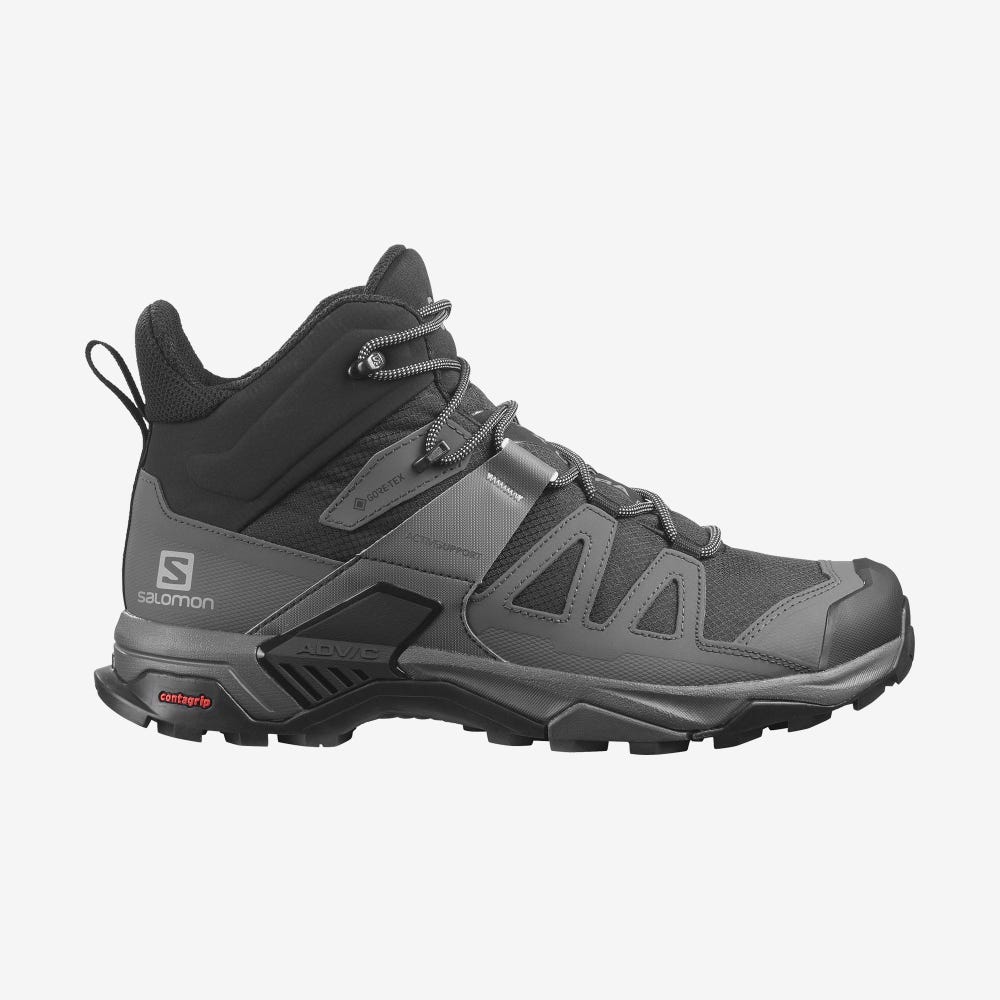 Salomon X ULTRA 4 MID WIDE GORE-TEX Wanderschuhe Herren Schwarz/Blau | CGM-021756