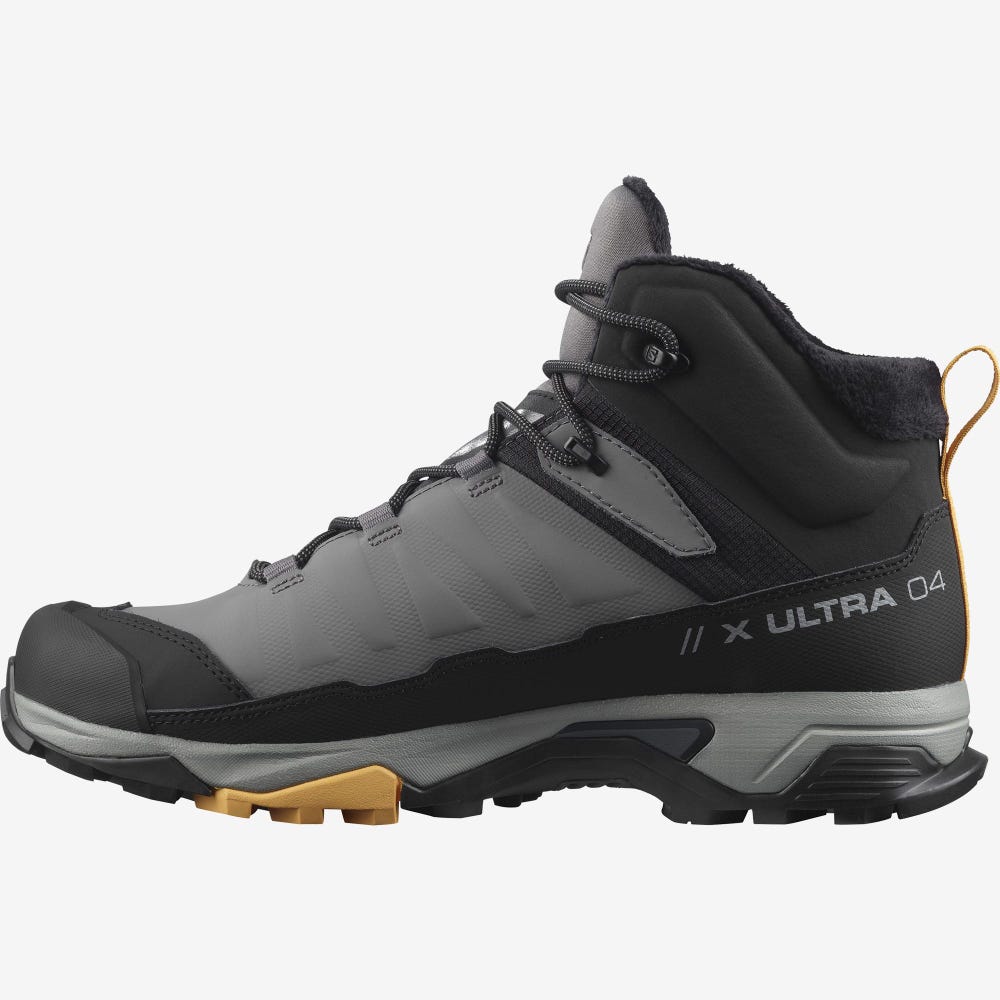 Salomon X ULTRA 4 MID WINTER THINSULATE™ CLIMASALOMON™ WATERPROOF Winterschuhe Herren Grau/Schwarz/Aprikose | YMZ-396172