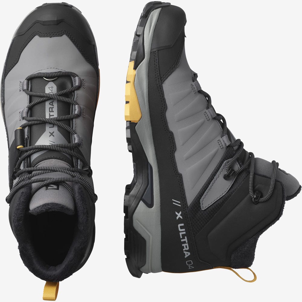 Salomon X ULTRA 4 MID WINTER THINSULATE™ CLIMASALOMON™ WATERPROOF Winterschuhe Herren Grau/Schwarz/Aprikose | YMZ-396172