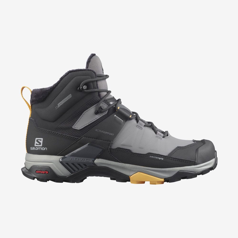 Salomon X ULTRA 4 MID WINTER THINSULATE™ CLIMASALOMON™ WATERPROOF Winterschuhe Herren Grau/Schwarz/Aprikose | YMZ-396172