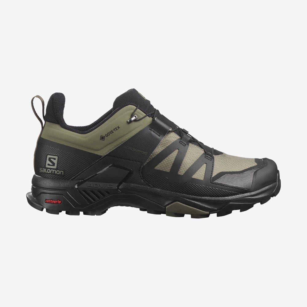 Salomon X ULTRA 4 WIDE GORE-TEX Wanderschuhe Herren Tiefes Grün/Schwarz/Olivgrün | RFU-394075