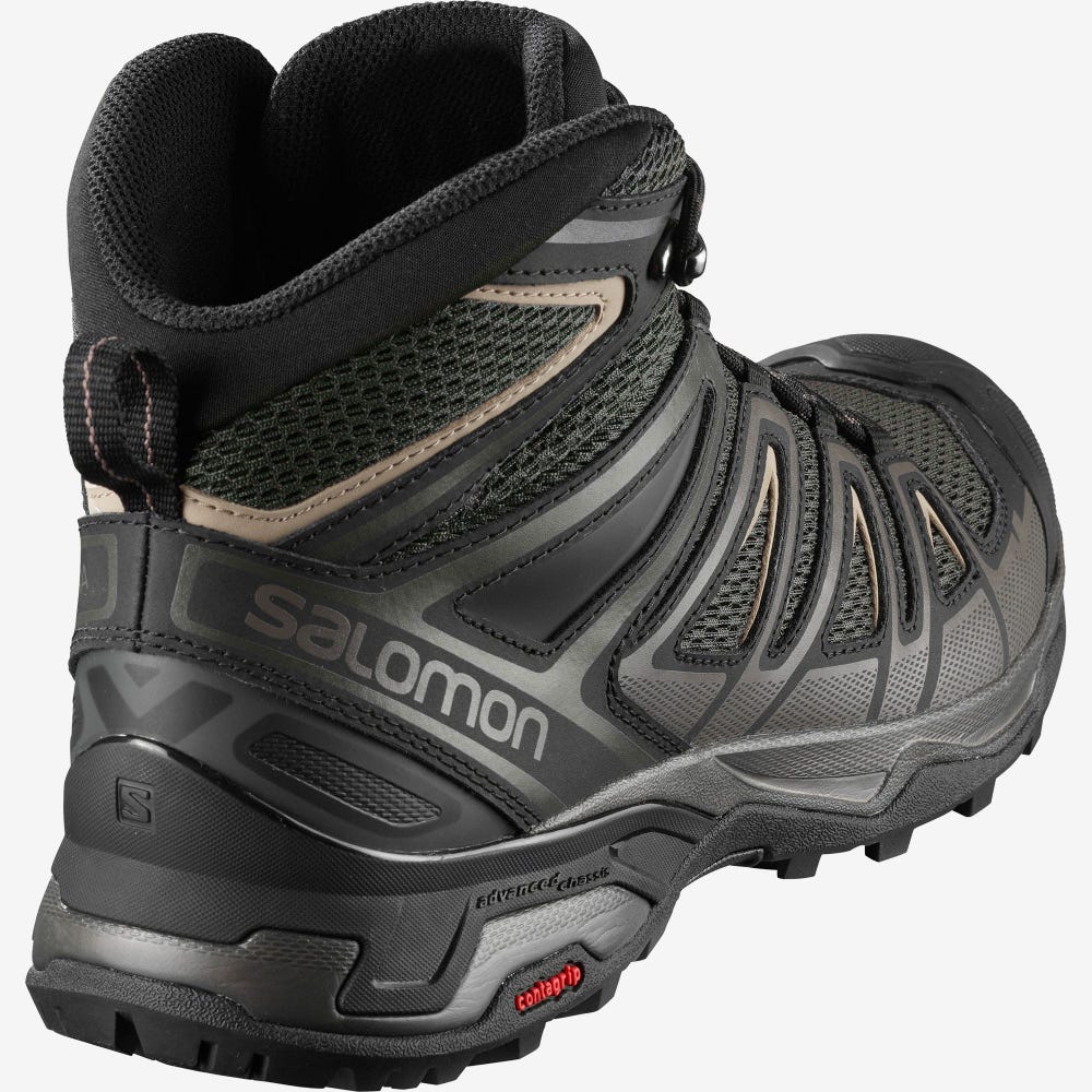 Salomon X ULTRA MID 3 AERO Wanderschuhe Herren Olivgrün/Schwarz | GSA-907182