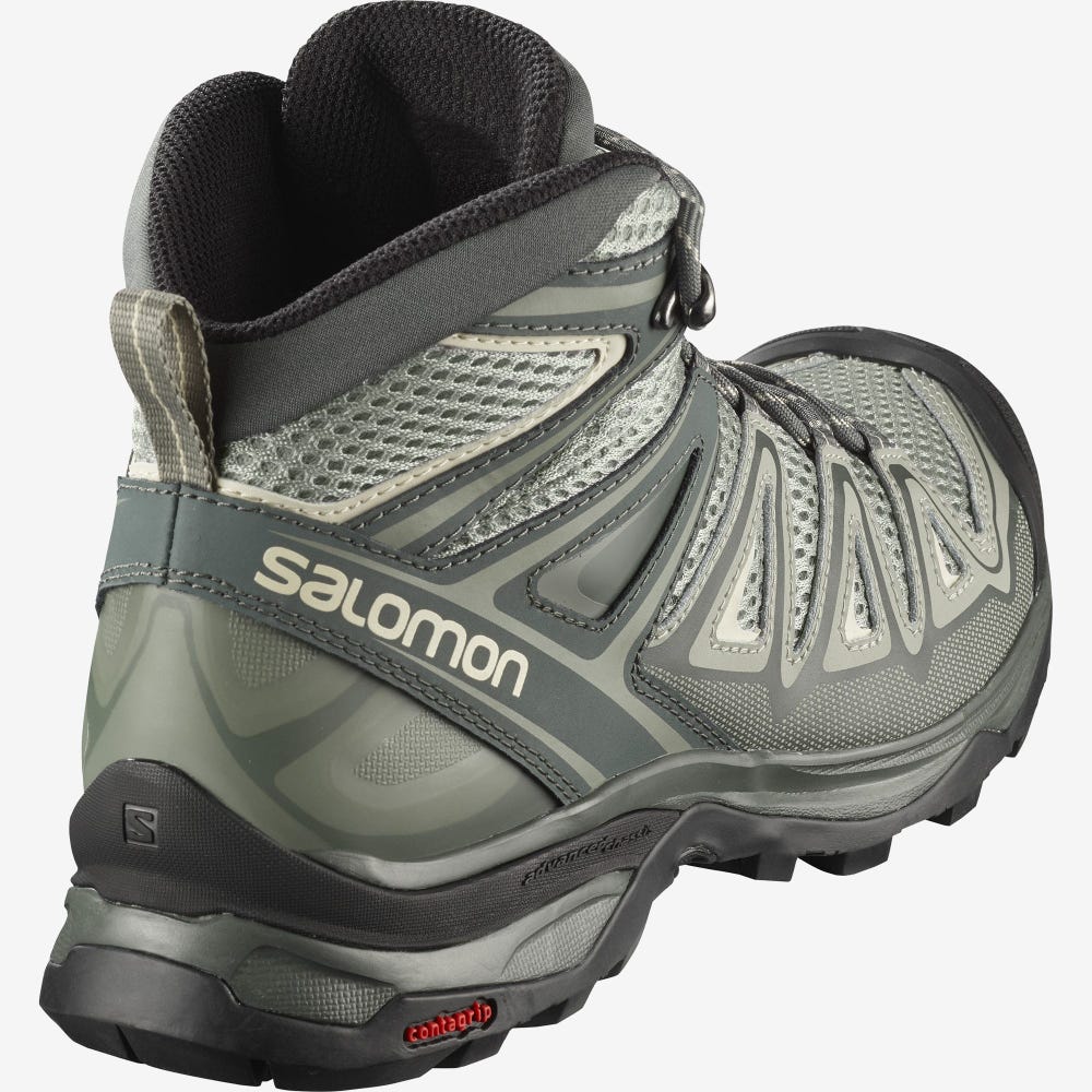 Salomon X ULTRA MID 3 AERO Wanderschuhe Damen Grau/Braun | OET-829043