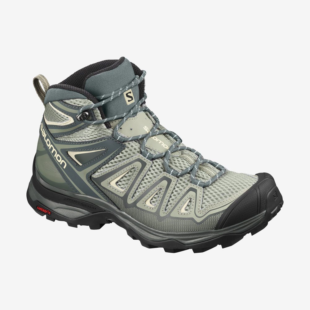 Salomon X ULTRA MID 3 AERO Wanderschuhe Damen Grau/Braun | OET-829043