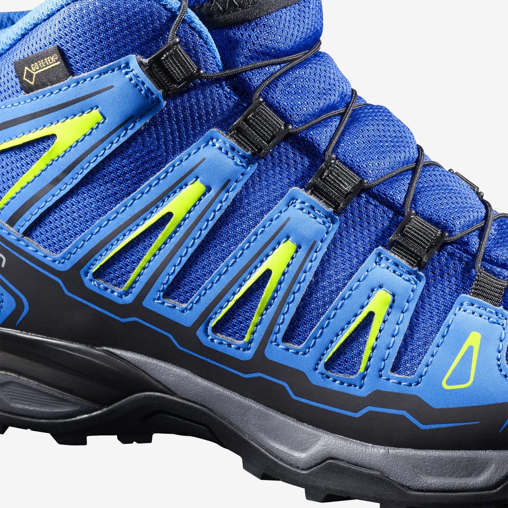 Salomon X-ULTRA MID GORE-TEX Wanderschuhe Kinder Blau/HellBlau/Grün | HPL-140729