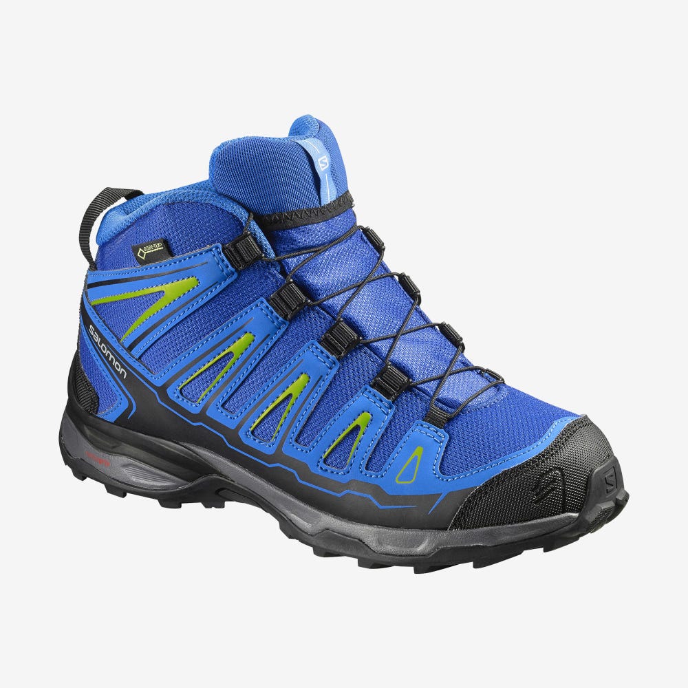 Salomon X-ULTRA MID GORE-TEX Wanderschuhe Kinder Blau/HellBlau/Grün | HPL-140729