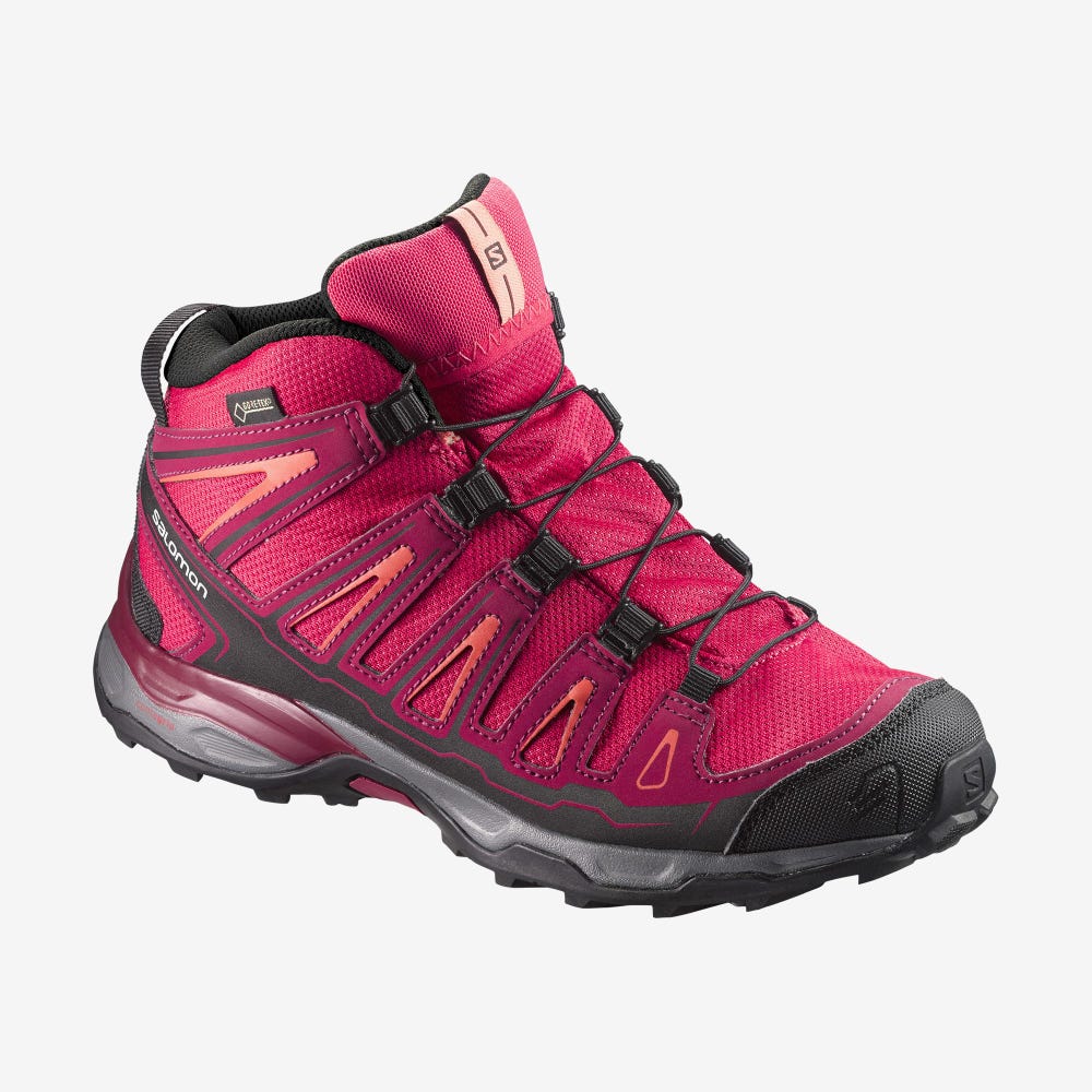 Salomon X-ULTRA MID GORE-TEX Wanderschuhe Kinder Rosa/Rot/Koralle | IEH-809145