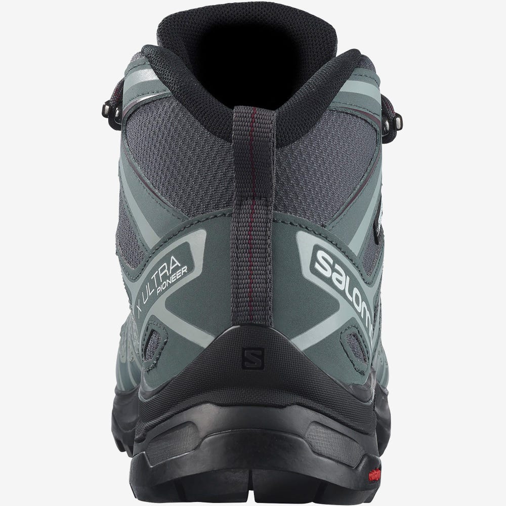 Salomon X ULTRA PIONEER MID CLIMASALOMON™ WATERPROOF Wanderschuhe Damen Grau/Grün/Grau | AYQ-329768