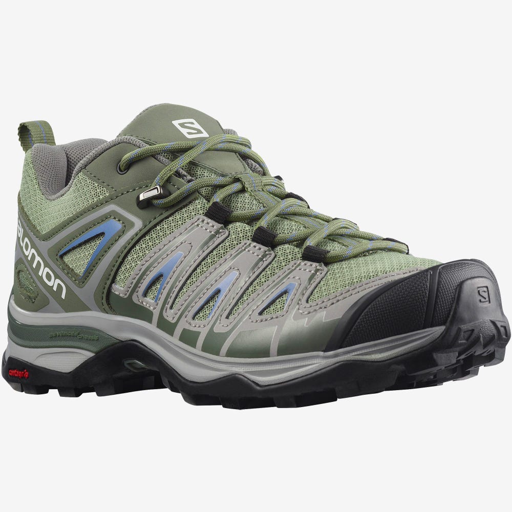 Salomon X ULTRA PIONEER Wanderschuhe Damen Grün/Grau/Blau | CBU-890537