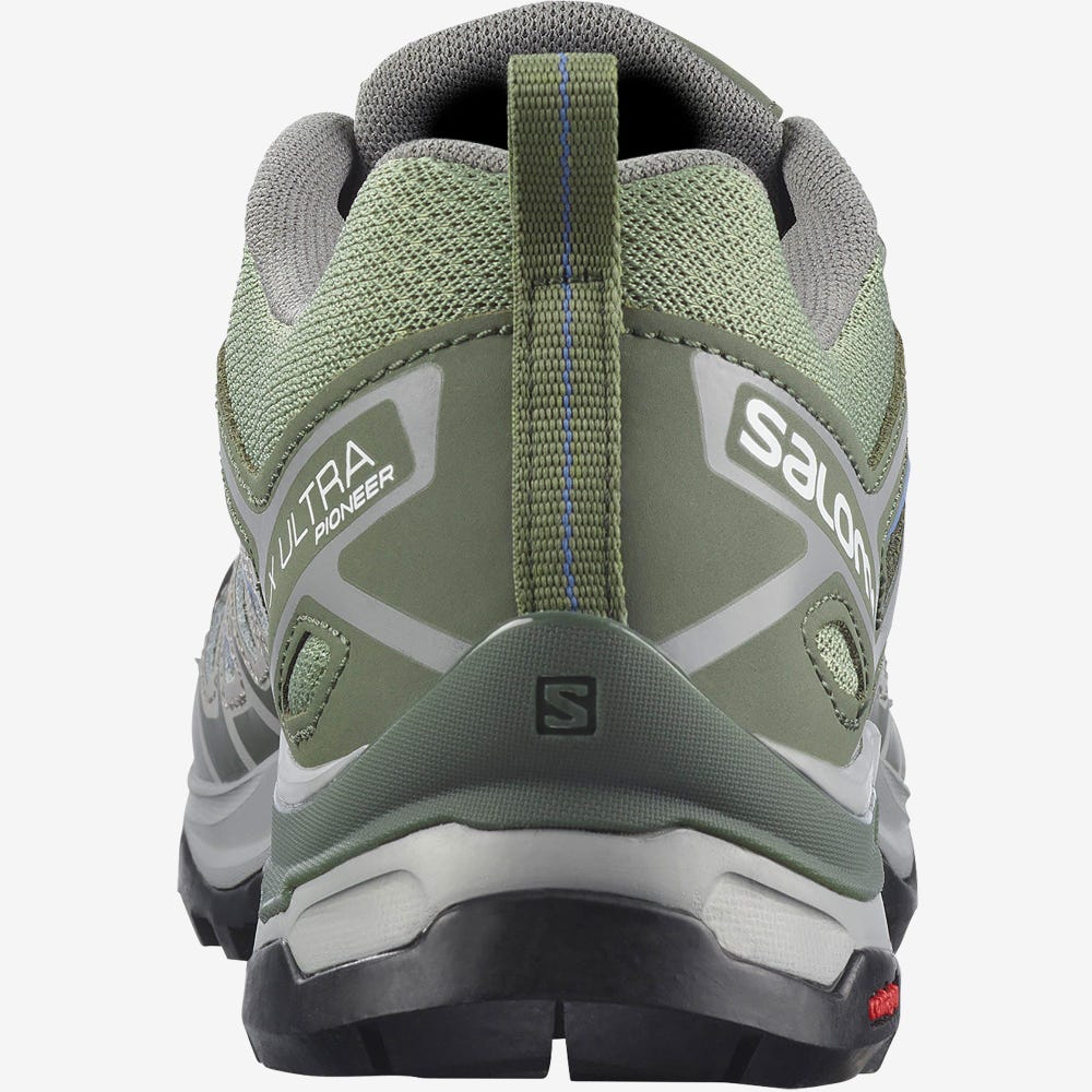 Salomon X ULTRA PIONEER Wanderschuhe Damen Grün/Grau/Blau | CBU-890537