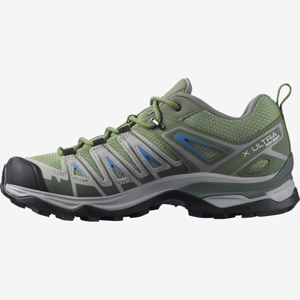 Salomon X ULTRA PIONEER Wanderschuhe Damen Grün/Grau/Blau | CBU-890537