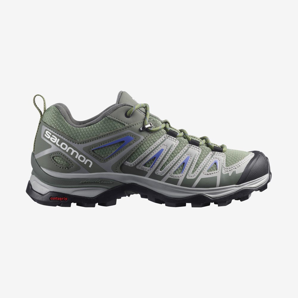 Salomon X ULTRA PIONEER Wanderschuhe Damen Grün/Grau/Blau | CBU-890537