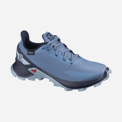 Salomon ALPHACROSS BLAST CLIMASALOMON™ WATERPROOF Trailrunning Schuhe Kinder Blau/Navy/Blau | CSR-954361