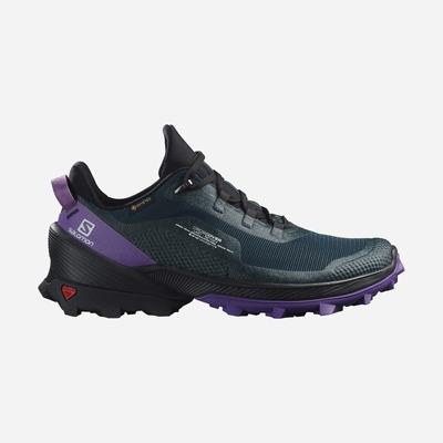 Salomon CROSS OVER GORE-TEX Wanderschuhe Damen Tiefes Grün/Schwarz/Königsblau Lila | XVW-890247