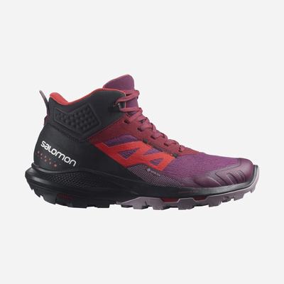 Salomon OUTPULSE MID GORE-TEX Wanderschuhe Damen Lila/HellGelb/Rot | FIZ-831975