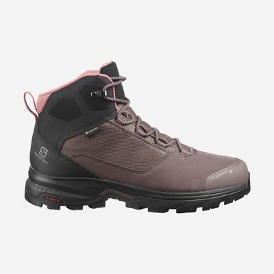 Salomon OUTWARD GORE-TEX Wanderschuhe Damen Schwarz/DunkelRot | PDO-243701