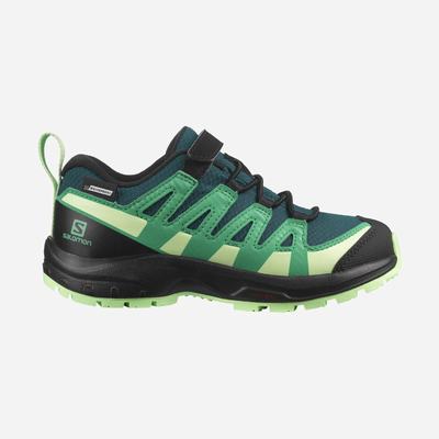 Salomon XA PRO V8 CLIMASALOMON™ WATERPROOF Wanderschuhe Kinder Tiefes Türkis/Schwarz/Grün | XSB-240917