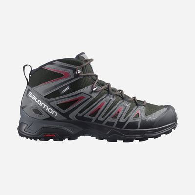 Salomon X ULTRA PIONEER MID CLIMASALOMON™ WATERPROOF Wanderschuhe Herren Olivgrün/Rot | WBI-046897